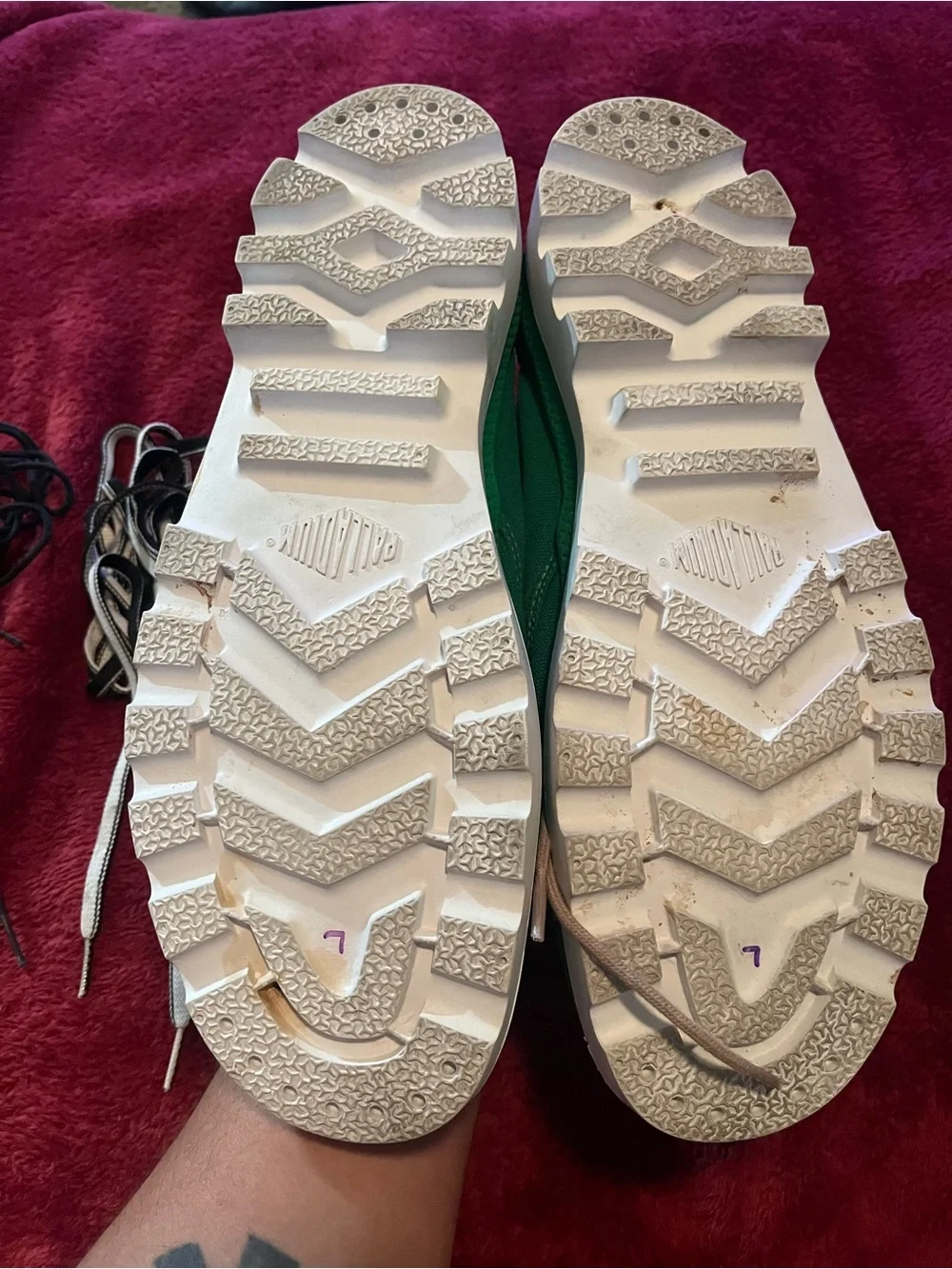 Palladium Green Canvas Low-Top Sneakers with Beige Laces sz12 men’s